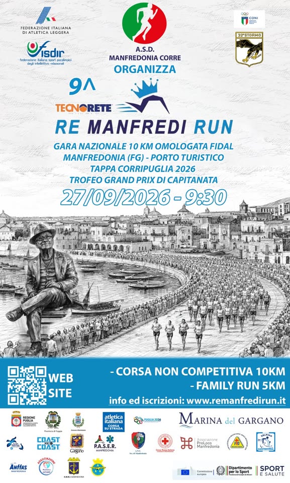Evento 9º Tecnorete Re Manfredi Run Locandina 9º Tecnorete Re Manfredi Run - domenica 27 settembre ore 09:30 - 11:30