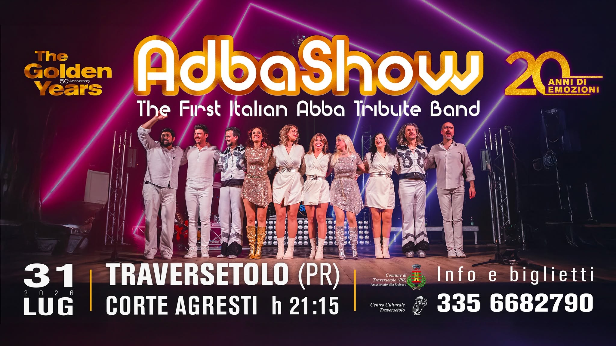 Evento AbbaShow The Golden Years – Corte Agresti Locandina AbbaShow The Golden Years – Corte Agresti - venerdì 31 luglio ore 21:15 - 23:15