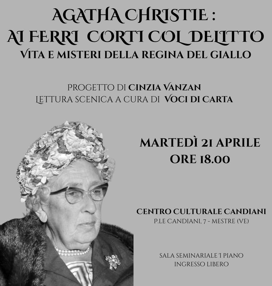Evento Agatha Christie ai ferri corti col delitto Locandina Agatha Christie ai ferri corti col delitto - martedì 21 aprile ore 18:00 - 20:00
