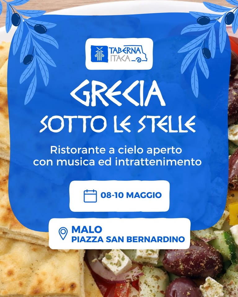 Evento GR Agorà – La Grecia sotto le Stelle a Malo GR Locandina GR Agorà – La Grecia sotto le Stelle a Malo GR - da venerdì 8 maggio - domenica 10 maggio 2026 ore 18:30 ore 21:30