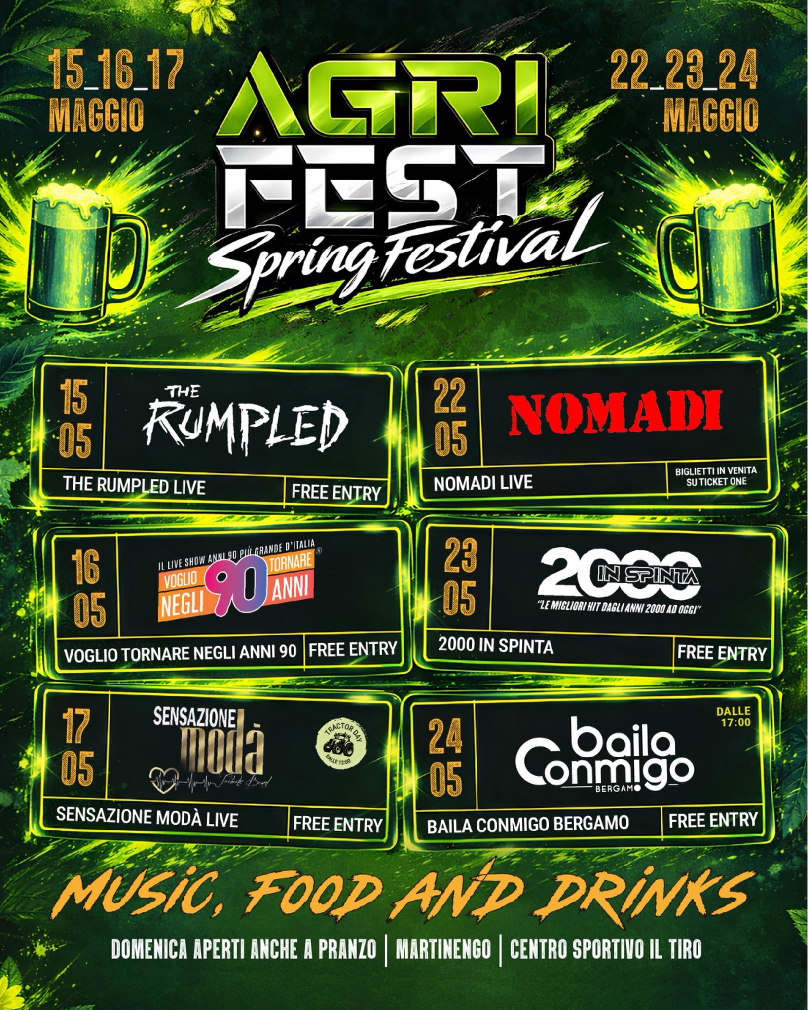 Evento AGRIFEST Spring Festival Locandina AGRIFEST Spring Festival - da venerdì 15 maggio - domenica 24 maggio 2026 ore 18:30 ore 23:55