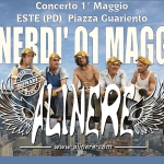 ALINERE concerto 1 Maggio, Piazza Guariento ESTE (PD) Potrebbe essere un'immagine raffigurante il seguente testo "Concerto 1° Maggio ESTE (PD) Piazza Guariento VENERDI' 01MAGGIO GALBUTE NOMADE NOMA AUAND www.alinere.com ALINERE www"