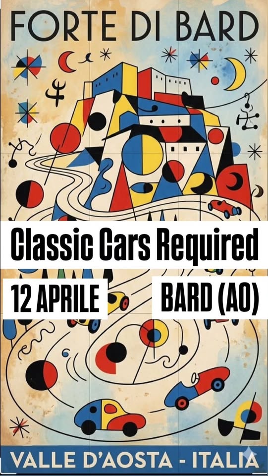Potrebbe essere un'immagine raffigurante ‎l'Arno e ‎il seguente testo "‎FORTEDIBARD DI FORTE BARD (* C- I ） بم Classic Cars Required BARD (A0) 12 APRILE VALLED'AOSTA-ITALIA ITALIA VALLE D'AOSTA‎"‎‎