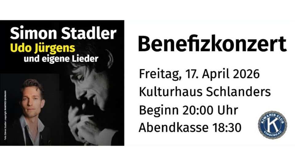 Evento Benefizkonzert mit Simon Stadler – Udo Jürgens zugunsten MOMO Kinder – Palliativ Südtirol Locandina Benefizkonzert mit Simon Stadler – Udo Jürgens zugunsten MOMO Kinder – Palliativ Südtirol - venerdì 17 aprile ore 20:00 - 22:00