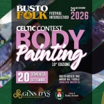Bustofolk 2026 – Contest di Body Painting Potrebbe essere un'illustrazione raffigurante il seguente testo "BUSTO 25" EDIZIONE FSLK FESTIVAL INTERCELTICO 2026 총분관설전원의 CELTIC LTICCONTEST BODY 10^ Painting EDIZIONE 20 DOMENICA BUSTO ARSIZIO IVAL SETTEMBRE TESSILE INGRESSO INGRESSOGRATUITO GRATUITO エドキ B B SGENS D'YS Città Busto BustoArsizio Arsizio స్రీప"