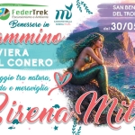 Potrebbe essere un'immagine raffigurante il seguente testo "Ascociozione SAN BENEDETTO DEL TRONTO (AP) dal 30/05 dor30/05./02/06 al 02/06 Trek con မ Dorory Trekcon DEDALOTREK FederTrek Escursionismo Escursionismo@Ambiente Ambiente ើ Cammino SIRENA mits Benessere in CAMMINO DELLA ปู Иn viaggio tra natura, RIVIERA DEL CONERO leggenda e meraviglia Birena Miti"