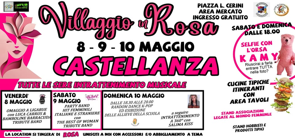 CASTELLANZA VILLAGGIO IN ROSA | 8 9 10 MAGGIO 2026 | PIAZZA L. CERINI Potrebbe essere un'immagine raffigurante testo