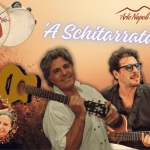 CENA SPETTACOLO A’ SCHITARRATA SUL LAGO in Piemonte Potrebbe essere un'immagine raffigurante chitarra e il seguente testo "AdeNapoli VIC' STREET A Schitarrata"