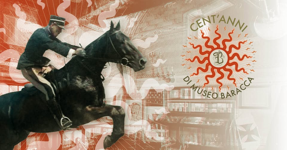 Cent’anni di Museo Baracca Potrebbe essere un'immagine raffigurante cavallo e il seguente testo "CENTANN TUSEOBARACA MUSEO BARACCA BARAGCA"