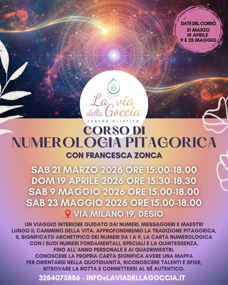 CORSO DI NUMEROLOGIA PITAGORICA – Quarto Incontro Potrebbe essere un'immagine raffigurante testo