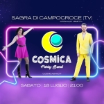 Cosmica Party Band @ Sagra di Campocroce di Mogliano Veneto (TV) Potrebbe essere un disegno raffigurante il seguente testo "SAGRA GRADICAMPOCROCE DI CAMPOCROCE (TV) MOCLANOVENETO, MOGUANOVE MOC JANO VE ETO تهم SABATO 18 LUGLIO 21:00 COSMICA Party Band B COSMICARANDIT"