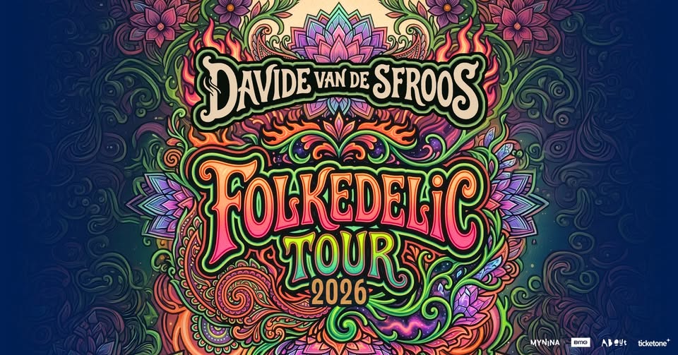 DAVIDE VAN DE SFROOS FOLKEDELIC TOUR 2026 // Bormio 04.07.26 Potrebbe essere un'immagine raffigurante il seguente testo "DAVIDE VAND VAN DE SFROOS DD FOLKEDELIC TOUR 2026 MYNINA About AB ticketone"