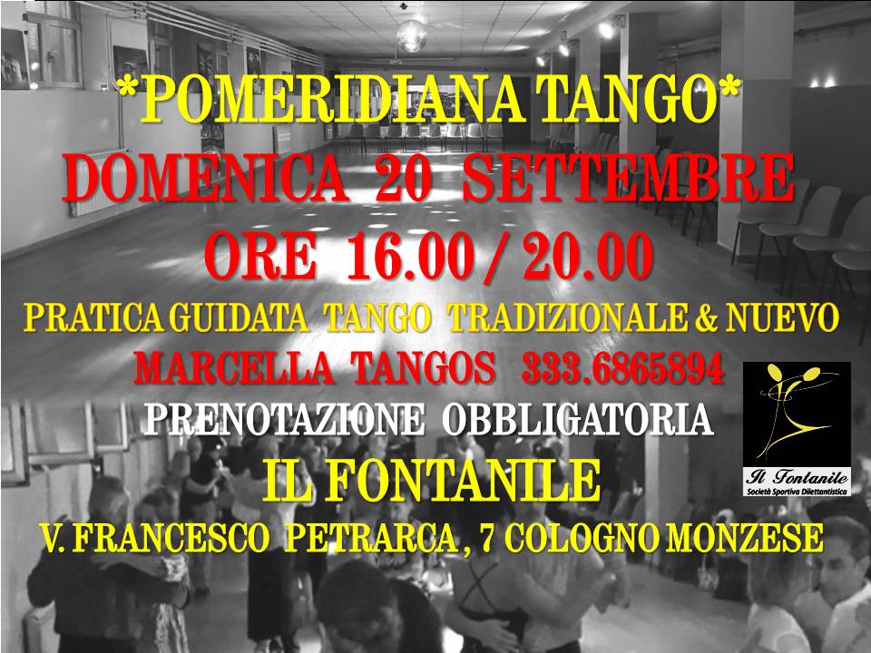 Evento Domenica 14 Giugno Pomeridiana Tango Ore 16.00/ 20.00 Il Fontanile Cologno Monzese 333.6865894º Locandina Domenica 14 Giugno Pomeridiana Tango Ore 16.00/ 20.00 Il Fontanile Cologno Monzese 333.6865894º - da domenica 5 aprile - domenica 15 novembre 2026 ore 16:00 ore 20:00