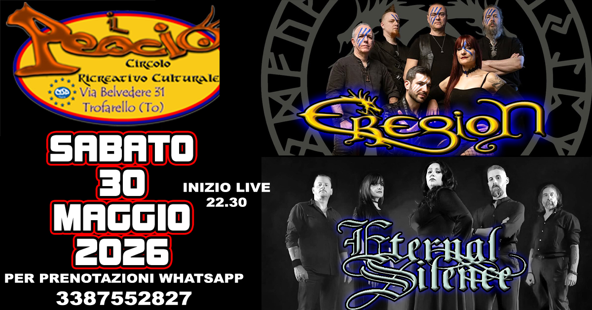 Evento Eregion – Eternal Silence Locandina Eregion – Eternal Silence - sabato 30 maggio ore 22:30 - 00:30