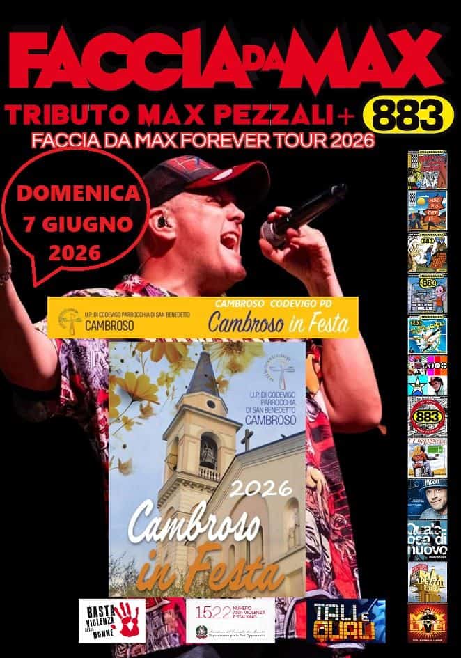 Faccia da Max-Tributo 883&Pezzali@Cambroso in Festa Codevigo PD Potrebbe essere un'immagine raffigurante testo