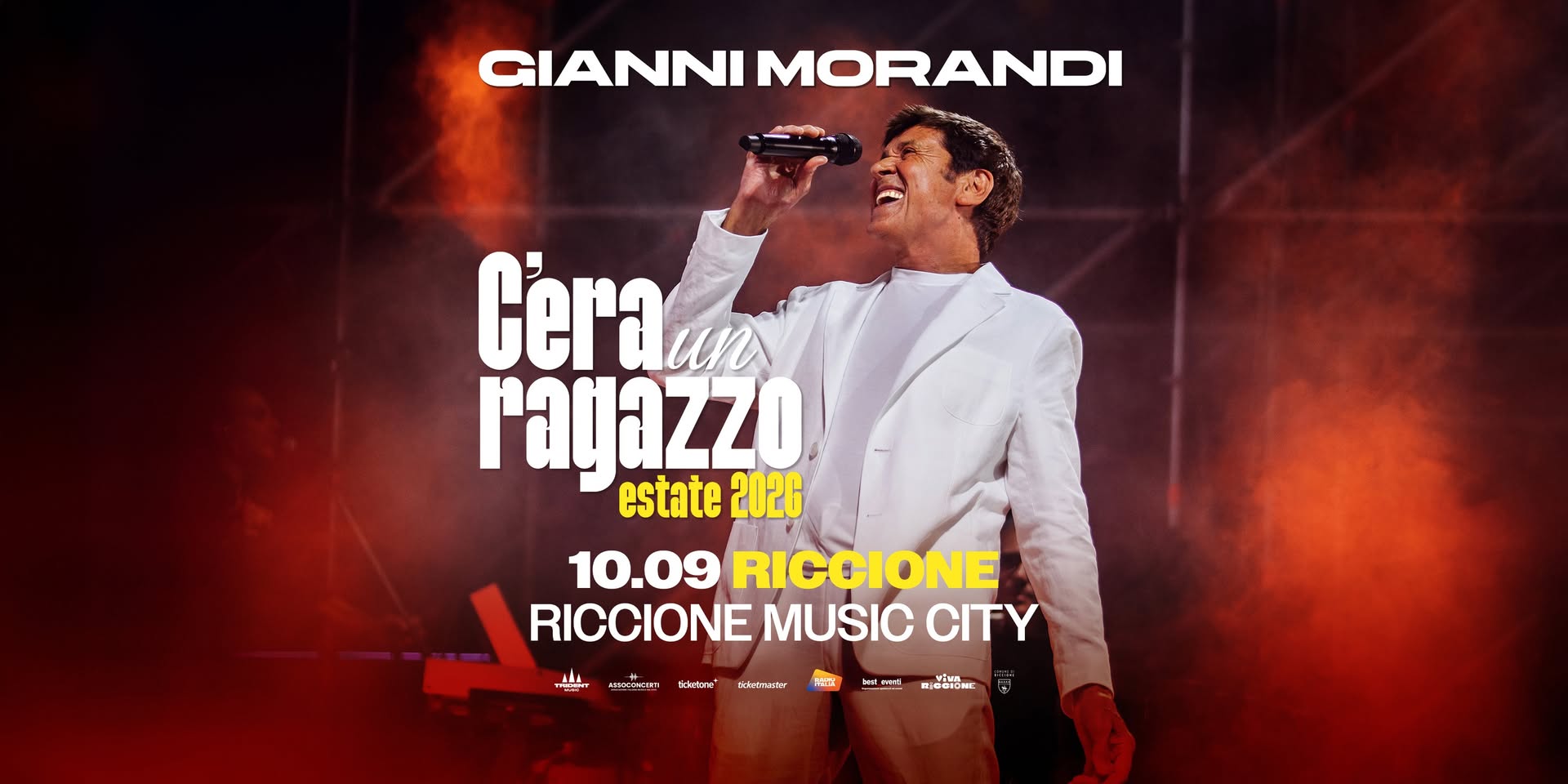 Evento Gianni Morandi – 10.09.26 – Riccione, Riccione Music City Locandina Gianni Morandi – 10.09.26 – Riccione, Riccione Music City - giovedì 10 settembre ore 21:00 - 23:00