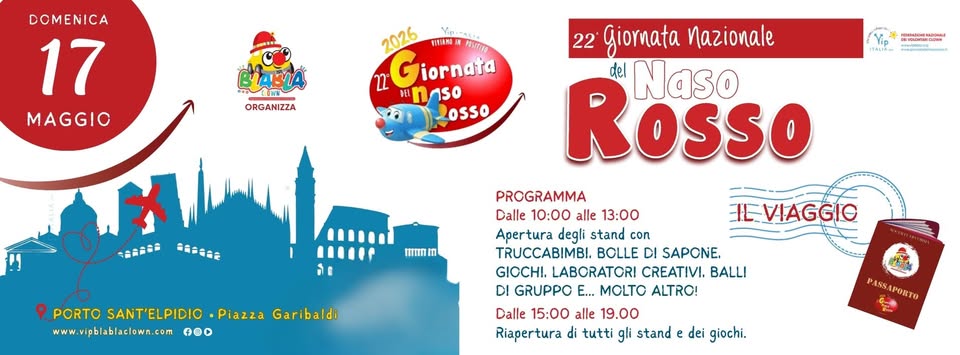 Evento Giornata Del Naso Rosso 2026 Locandina Giornata Del Naso Rosso 2026 - domenica 17 maggio ore 10:00 - 19:00