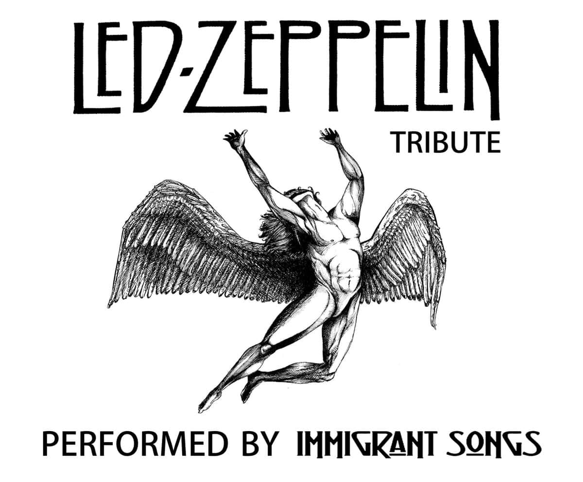 Potrebbe essere un'immagine raffigurante chitarra e il seguente testo "ED-ZEPPELN TRIBUTE PERFORMED BY IMMIGRANT SONGS"
