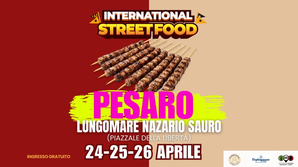 INTERNATIONAL STREET FOOD PESARO Potrebbe essere un'immagine raffigurante testo