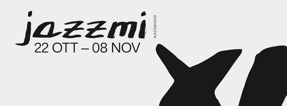 JAZZMI2026 Potrebbe essere un contenuto grafico raffigurante tromba e il seguente testo "jazzmi nan 22 22OTT-08NOV OTT -08 Ν"