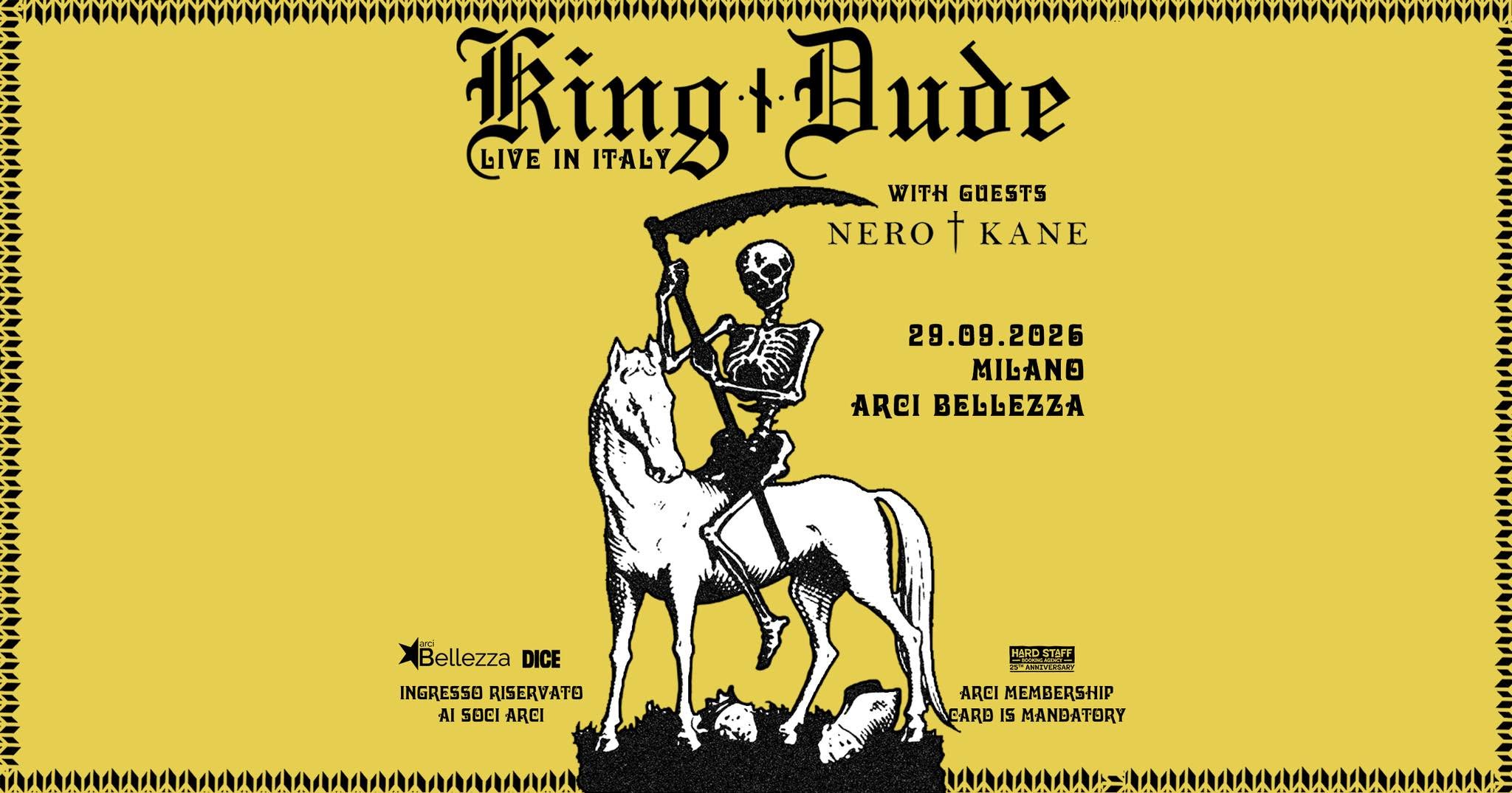 Evento King Dude Milano, Arci Bellezza Guests Nero Kane Locandina King Dude Milano, Arci Bellezza Guests Nero Kane - martedì 29 settembre ore 21:00 - 23:45