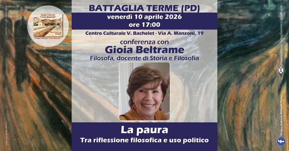 Evento La paura tra riflessione filosofica e uso politico – incontro con Gioia Beltrame Locandina La paura tra riflessione filosofica e uso politico – incontro con Gioia Beltrame - venerdì 10 aprile ore 17:00 - 18:30