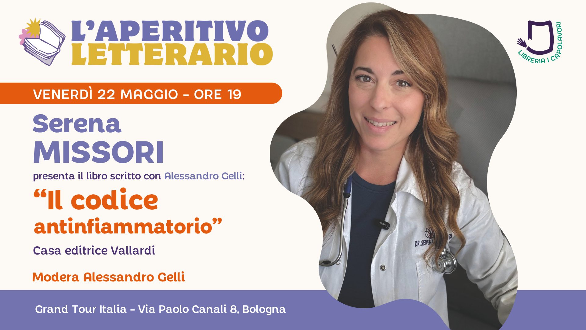 Evento L’Aperitivo Letterario con SERENA MISSORI Locandina L’Aperitivo Letterario con SERENA MISSORI - venerdì 22 maggio ore 19:00 - 21:00