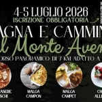 Magna e Cammina Sul Monte Avena – Pedavena (BL) Potrebbe essere un contenuto grafico raffigurante il seguente testo "4 5 LUGLIO 2026 ISCRIZIONE OBBLIGATORIA GATORIA E CAMMINA sul Monte Avena PERCORSO PERC ORSO PANORAMICO DI 7 KM ADATTO A TUTTI MALGA CASERE DEI BOSCHI MALGA CAMPON MALGA CAMPET CHALET ALLE BUSE"