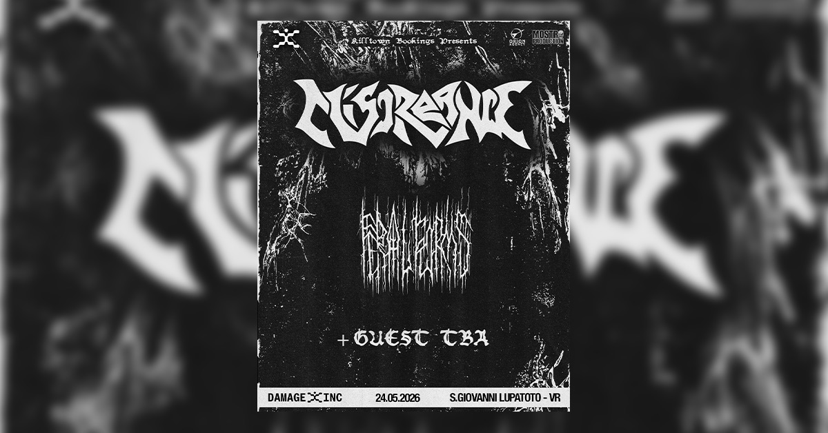 Miscreance + guests @ Damage Inc Live Club, San Giovanni Lupatoto (VR) – 24 maggio 2026 Potrebbe essere un'immagine raffigurante il seguente testo "োাহ +GUEST τBR DAMAGEXCINC 24.05.2026 S.GIOVANINI LUPATOTO- VR R DAmA"