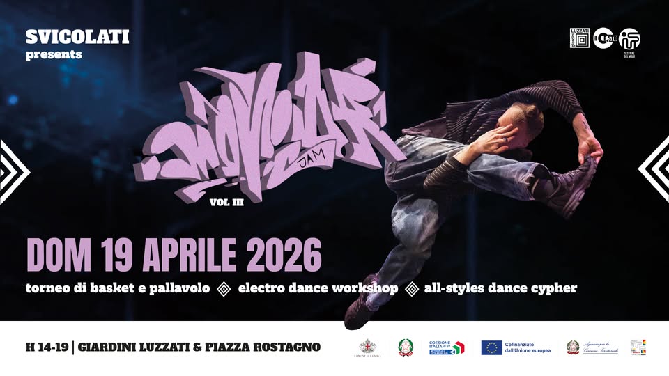 MOVIDA JAM VOL. III / tornei basket e pallavolo / electro dance workshop / all-styles dance cypher Potrebbe essere un'immagine raffigurante testo