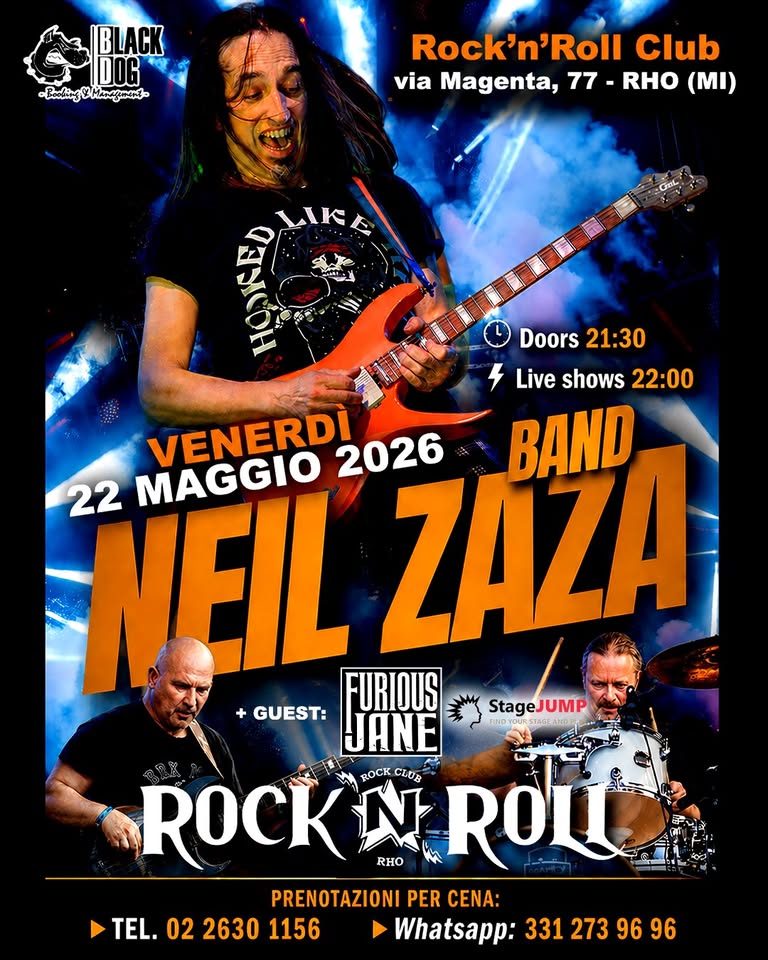 Evento NEIL ZAZA USA guest live – Rock’n’Roll Club, RHO! Locandina NEIL ZAZA USA guest live – Rock’n’Roll Club, RHO! - venerdì 22 maggio ore 21:30 - 23:30