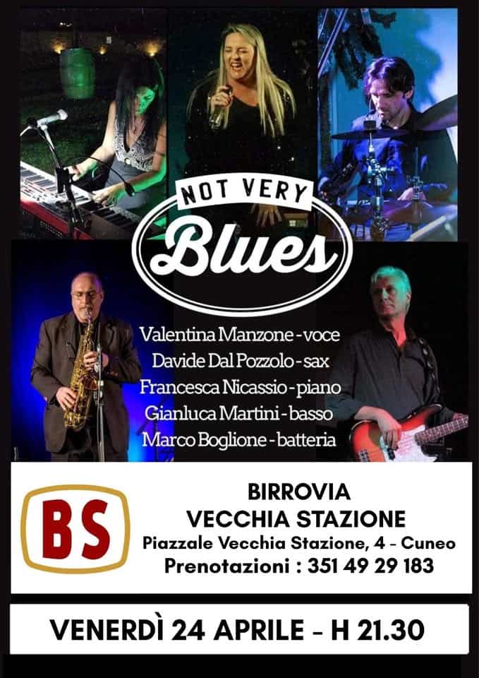 Not Very Blues – blues,soul&rockandroll – live – #VIAGGIO453 – #Birrovia Potrebbe essere un'immagine raffigurante il seguente testo "NOT VERY Blues Valentina Manzone ValentinaManzone-voce -voce Davide Dal Pozzolo- sax Francesca Nicassio piano Gianluca Martini- basso Marco Boglione MarcoBoglione-batteria -batteria BS BIRROVIA VECCHIA STAZIONE Piazzale Vecchia Stazione, -Cuneo Prenotazioni 351 49 29 183 VENERDÌ 24 APRILE H 21.30"