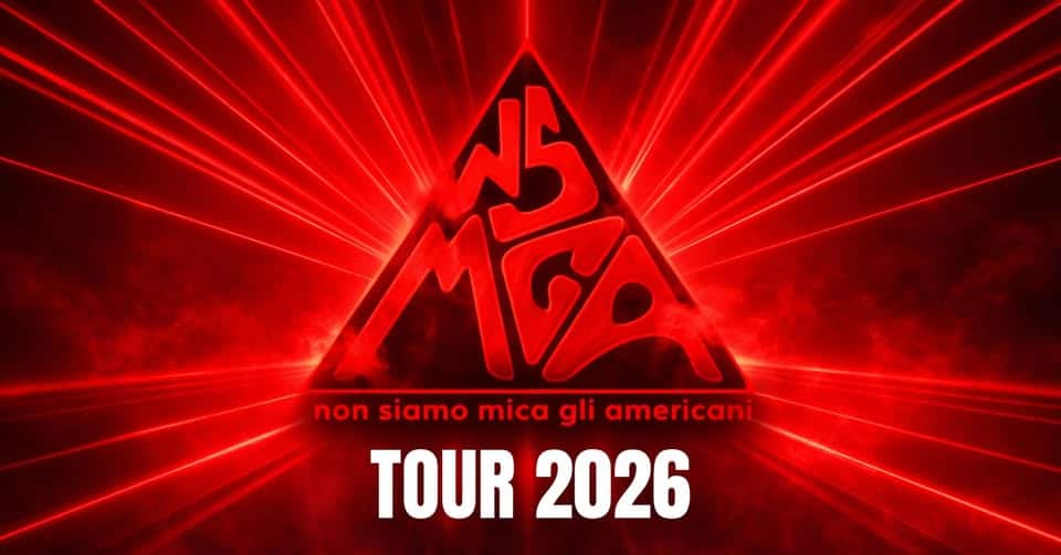 NSMGA @ Migliarina (MO) Potrebbe essere un'immagine raffigurante il seguente testo "神 天 non non siamo mica gli americani TOUR 2026"