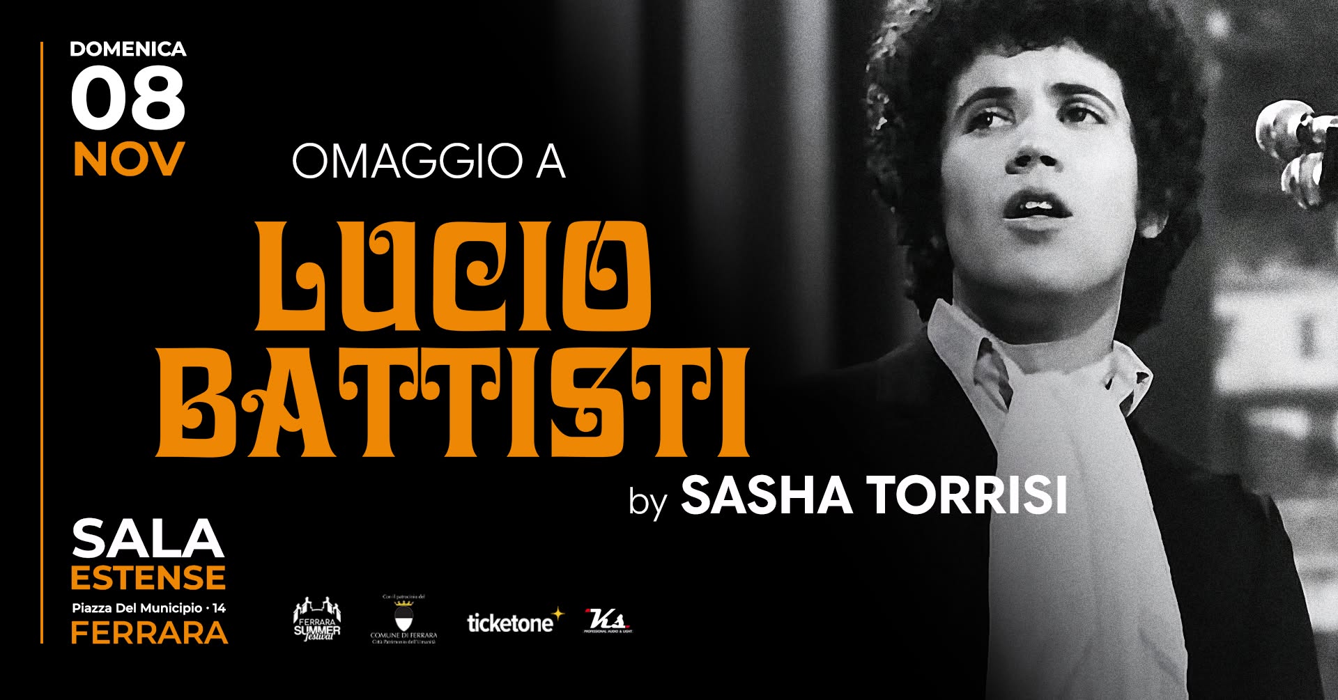 Evento Omaggio A Lucio Battisti – Sala Estense Locandina Omaggio A Lucio Battisti – Sala Estense - domenica 8 novembre ore 18:00 - 23:45
