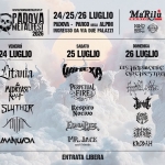 Padova Metal Fest XIII Edizione Potrebbe essere un contenuto grafico raffigurante nuvola e il seguente testo "WWW.PADOWANHETAL.FEST.T nΟЛΑ METALFEST 2026 24/25/26 LUGLIO PADOVA- PARCO DEGUI ALPINI INGRESSO DA VIA DUE PALAZZI MaRilu DODCO 開練 PARO PLINI SABATO 25 LUGLIO DOMENICA 26 LUGLIO VENERDÌ 24 LUGLIO Litania MIDRYASTS 神牛 ΗΤΗΣΚ ချး MaMyИAЛ IIST nжueTcTc MOTUC opCHeTpA အဲးငေ်ေိ် PERPETUAL GFIRED اممف ،حت Respiro Nocivo EOHA T。 MR.JACK JACK ಜಿಗಾಲೆ friends 運弁熊联 KRODXH ENTRATA ENTRATALIBERA LIBERA"