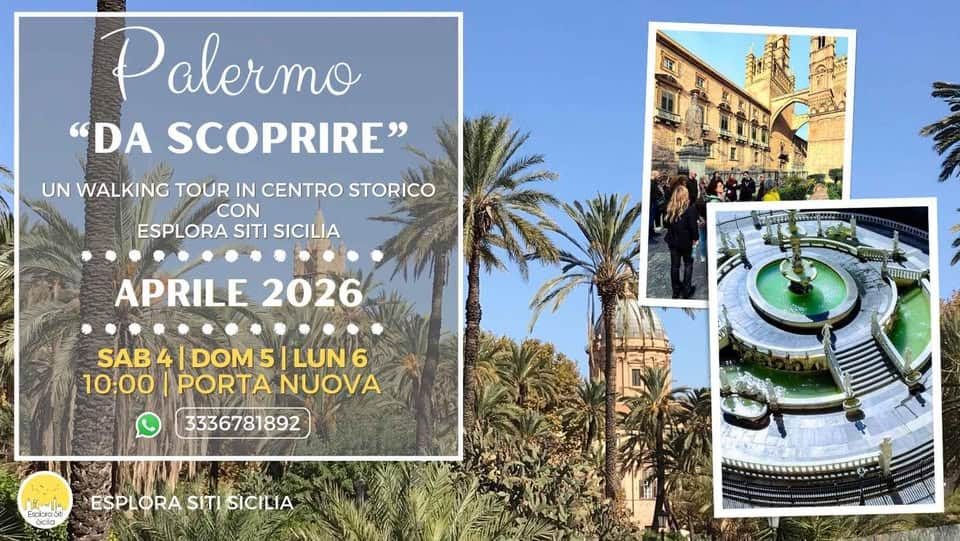 Evento Palermo da scoprire. Un walking tour in centro storico Locandina Palermo da scoprire. Un walking tour in centro storico - da sabato 4 aprile - lunedì 6 aprile 2026 ore 10:00 ore 10:01