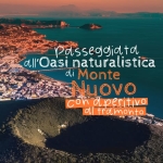 Passeggiata all’Oasi naturalistica di Monte Nuovo con aperitivo al tramonto Potrebbe essere un contenuto grafico raffigurante orizzonte e il seguente testo "Rasseggiata all'Oasi all naturalistica di Monte NuOvo con aperitivo α tramonto তন"