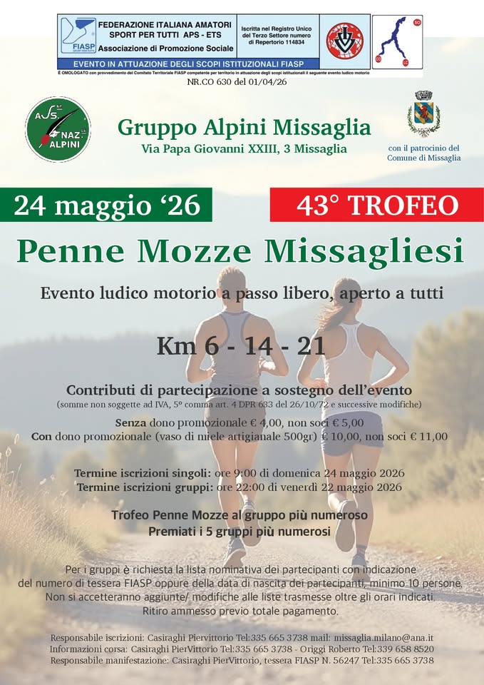 Evento Penne Mozze Missagliesi Locandina Penne Mozze Missagliesi - domenica 24 maggio ore 07:30 - 09:00