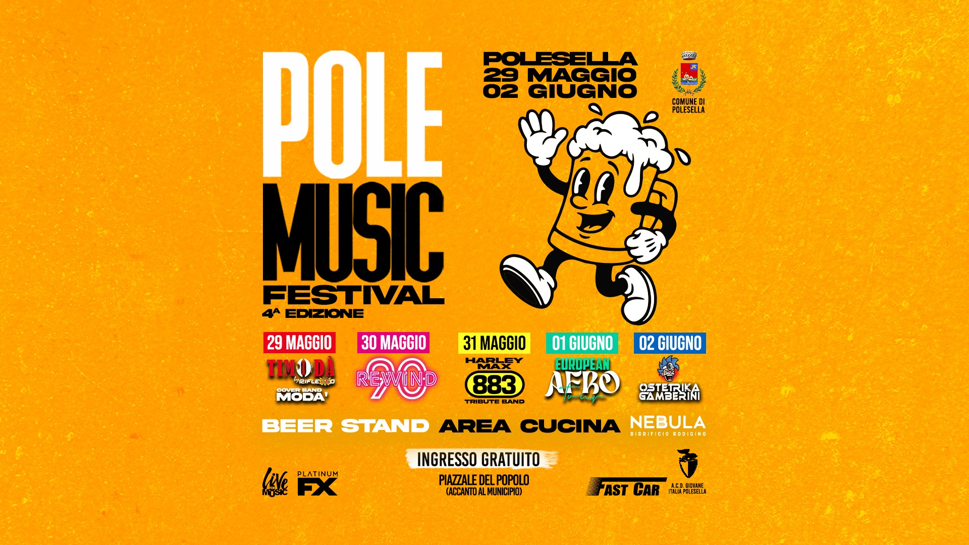 Evento Pole Music Festival 2026 @Polesella Locandina Pole Music Festival 2026 @Polesella - da venerdì 29 maggio - martedì 2 giugno 2026 ore 19:30 ore 23:30