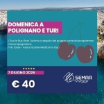 POLIGNANO E SAGRA DELLA CILIEGA A TURI Potrebbe essere un'immagine raffigurante il seguente testo "DOMENICA A POLIGNANO E TURI Tour Bus Gran Turismo α seguito del gruppo come da programma; VAccompagnatore; WVA,tasse- NVA,tosse-AsscuraineMediono-st tasse Assicurazione Medicono-stop ۷۷٨ 7GIUGNO2026 7 GIUGNO 2026 €40 OSEMAR SEMAR /1"