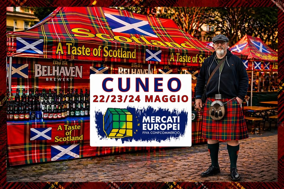 Evento Scozia In Tour Mercato Europeo Cuneo – 22/23/24 Maggio 2026 Locandina Scozia In Tour Mercato Europeo Cuneo – 22/23/24 Maggio 2026 - da venerdì 22 maggio - domenica 24 maggio 2026 ore 09:00 ore 22:00