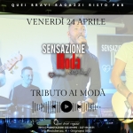 SENSAZIONE MODA – Tributo ai Modà Potrebbe essere un'immagine raffigurante chitarra e il seguente testo "QUEI ου BRAVI RAGAZZI RISTO PUB VENERDÌ VENERDI24APRILE 24 APRILE sndiss. SENSAZIO SENSAZIONE Illoda Origi!! MORKY FST AUTHENTIGH ΤΗΑΝΩ HANDE TRIBUTOAIMODÀ TRIBUTO AI MODA bravi braviragazzi ragazzi INFO PRENOTAZIONI035 OEFPRENOTAZIONI03580195-271565 801195 327 1566571 035 Vig-Resistenza,4-Grignano(c) Via g-Resistenza, Grignano( (BG) ・屋"