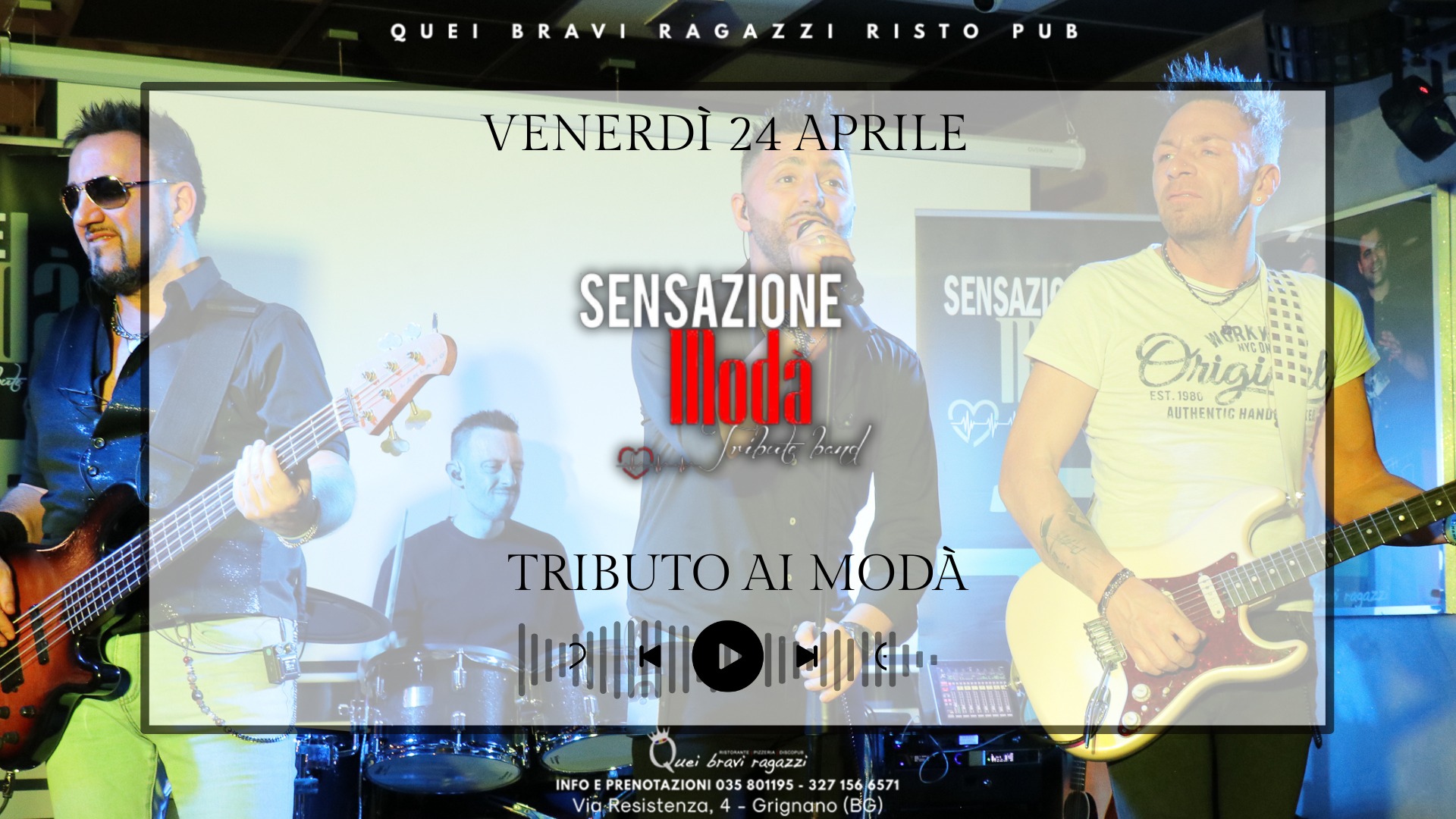 Evento Sensazione Modà – Tributo Ai Modà Locandina Sensazione Modà – Tributo Ai Modà - venerdì 24 aprile ore 20:00 - 22:00