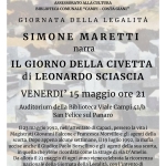Simone Maretti racconta “Il giorno della civetta” di Leonardo Sciascia Simone Maretti racconta “Il giorno della civetta” di Leonardo Sciascia a San Felice sul Panaro (MO) il 15 maggio 2026