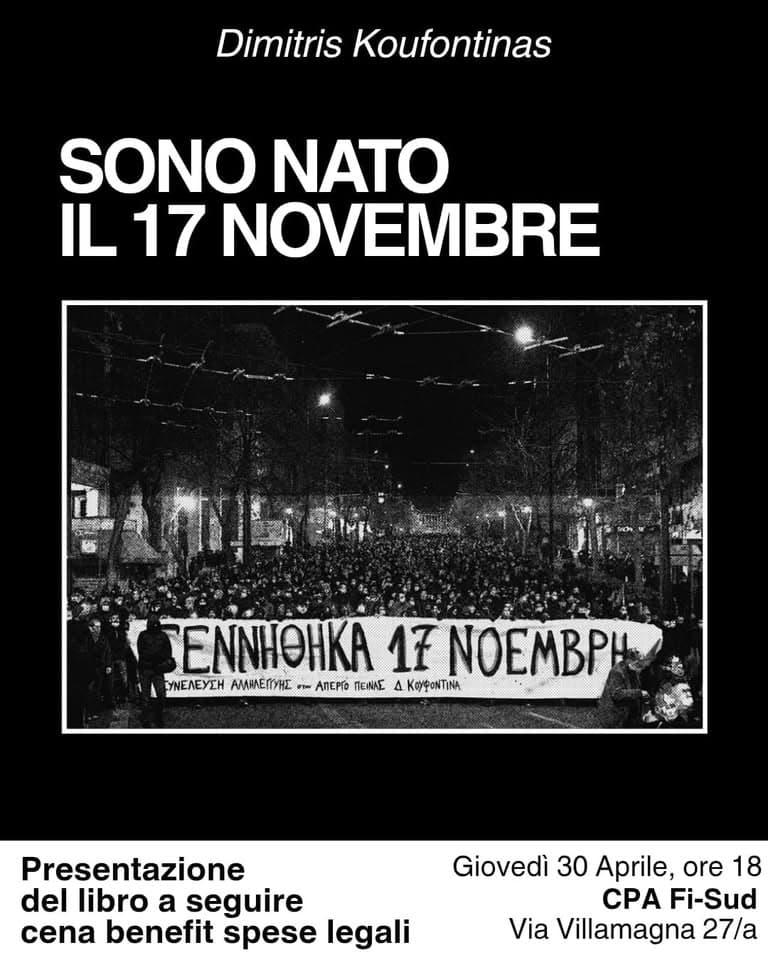 Evento Sono nato il 17 novembre Presentazione e cena benefit Locandina Sono nato il 17 novembre Presentazione e cena benefit - giovedì 30 aprile ore 18:00 - 20:00