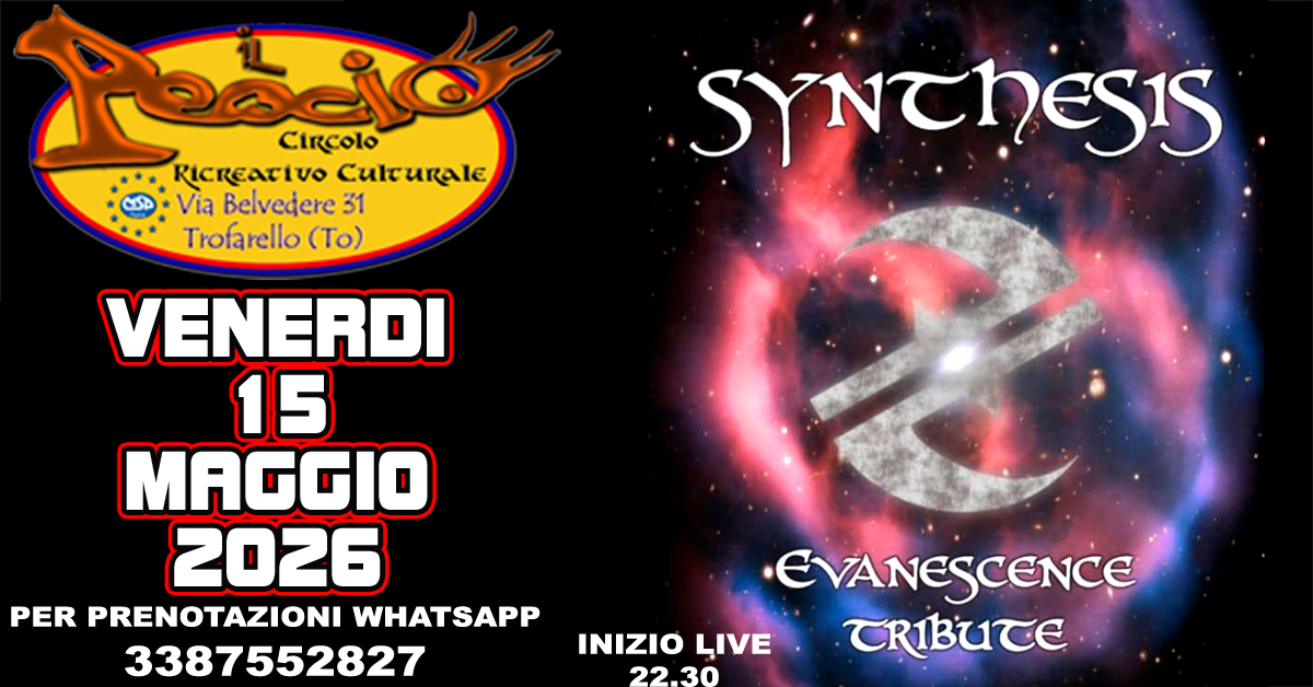 Evento Synthesis – Evanescence Tribute Locandina Synthesis – Evanescence Tribute - venerdì 15 maggio ore 22:30 - 00:30