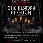 ✟ The HISTORY of GOTH ✟
From its Oringins to the Contemporary × Goth Party × Potrebbe essere un'immagine raffigurante il seguente testo "ΠΗΕ HISTORY 야 GOTH rom its Origins to the Contemporary Gotbic Rock DarkwaueCommunity 1980 1999 RENE 2000 2010 DJD.U.G. 2010~2026 2010 2026 Dj εχει OTH PARTY From 23:30 'Till 05:00 SABATO 13 GIUGNO SLAUGHTER CLUB GOTHIC ROCK DARKWAVE COMMUNITY"