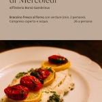 Tre serate cult – Mercoledì branzino fresco al forno Potrebbe essere un'immagine raffigurante pasta e il seguente testo "di Mercoledì all' Osteria Borsò Gambrinus Branzino fresco al forno con verdure (min. 2 persone). Compreso coperto e acAиa. .26 a persona"
