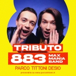 TRIBUTO 883 ✺ Max Mania Band ✺ PARCO TITTONI Potrebbe essere un contenuto di pop art raffigurante una o più persone e il seguente testo "PARCO TITTONI 29 05 TRIBUTO 883 MAX MANI PARCO ΓΙΤΤΟΝΙ DESIO prevendite su prevenditesuwww.parcotitoni.t ww.W. parcotittoni.it"