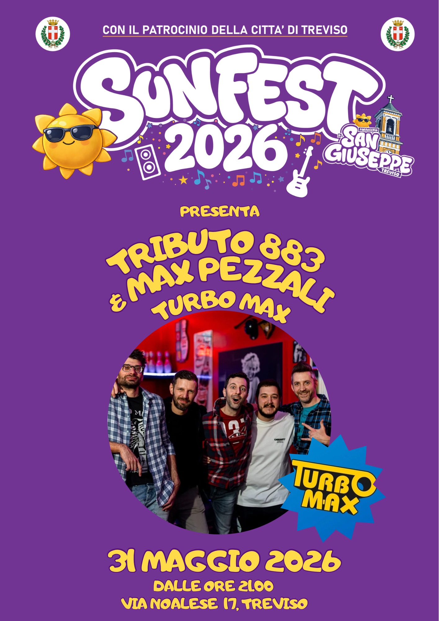 Evento Tributo 883 & Max Pezzali – Turbo Max Locandina Tributo 883 & Max Pezzali – Turbo Max - lunedì 1 giugno ore 06:00 - 08:00